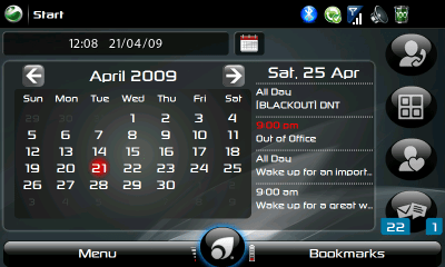 Calendar main view (landscape)